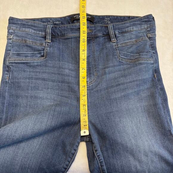 Liverpool Jeans Hi-Rise Ankle Dark Wash Raw Frayed Hem Skinny Jeans Size 14P - Picture 8 of 9